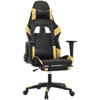 vidaXL Chaise de jeu avec repose-pieds Noir et or similicuir