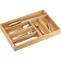 Relaxdays Besteckkasten, Range-couverts, Marron