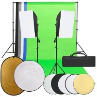 vidaXL Kit de studio photo avec éclairage toile de fond et réflecteur