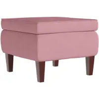 vidaXL Tabouret avec pieds en bois Rose Velours