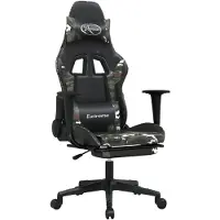 vidaXL Chaise de jeu avec repose-pieds de massage noir camouflage similicuir