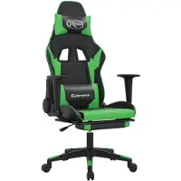 vidaXL Chaise de jeu avec massage & repose-pieds Noir & vert Similicuir