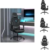vidaXL Chaise de jeu avec massage & repose-pieds Noir & Gris Similicuir - Fauteuil de jeu