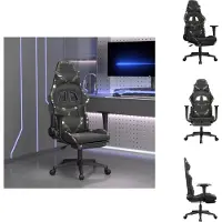 vidaXL Chaise de jeu avec repose-pieds noir et camouflage similicuir - Fauteuil de jeu