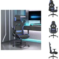 vidaXL Chaise de jeu avec repose-pieds noir et bleu Tissu - Fauteuil de jeu