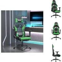 vidaXL Chaise de jeu avec repose-pieds Noir et vert Similicuir - Fauteuil de jeu