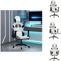 vidaXL Fauteuil gaming avec fonction massage et repose-pieds Blanc et noir Simili cuir - Fauteuil gaming