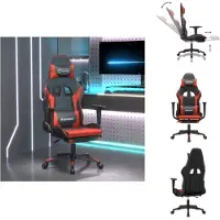 vidaXL Chaise de jeu avec massage & repose-pieds Noir & Rouge Similicuir - Fauteuil de jeu