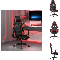 vidaXL Chaise de jeu avec repose-pieds Noir et rouge Similicuir - Fauteuil de jeu