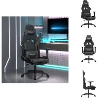 vidaXL Chaise de jeu avec repose-pieds Noir et gris Similicuir - Fauteuil de jeu