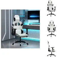 vidaXL Fauteuil gaming avec repose-pieds Blanc et noir Simili cuir - Fauteuil gaming