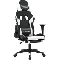 The Living Store Chaise de jeu avec repose-pieds Noir et Blanc Similicuir