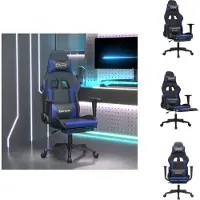 vidaXL Chaise de jeu avec massage & repose-pieds Noir & Bleu Similicuir - Fauteuil de jeu