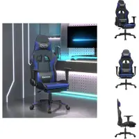 vidaXL Chaise de jeu avec repose-pieds Noir et bleu Similicuir - Fauteuil de jeu