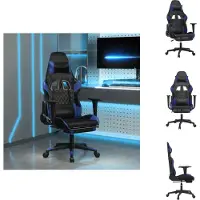 vidaXL Chaise de jeu avec repose-pieds Noir et bleu Similicuir - Fauteuil de jeu