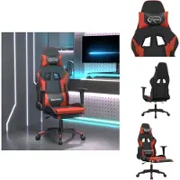 vidaXL Chaise de jeu avec repose-pieds Noir et rouge Similicuir - Fauteuil de jeu
