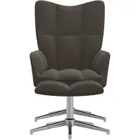 The Living Store Fauteuil relax avec pouf gris foncé velours