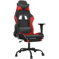 The Living Store Chaise de jeu avec repose-pieds Noir et rouge Similicuir