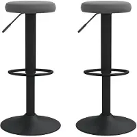 The Living Store Tabouret de bar 2 pcs. Velours gris foncé