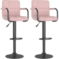 The Living Store Tabouret de bar 2 pcs. Velours rose