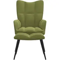 The Living Store Fauteuil relax avec pouf Vert clair velours