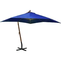 vidaXL Parapluie avec mât bleu azur 3x3 m bois de sapin massif