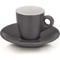 kela Mattia tasses à espresso avec soucoupes, 2 pièces, céramique, 0.05 l, Diam. 12 x 6.5 cm, gris