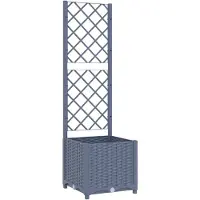 vidaXL Jardinière de jardin avec treillis Bleu Gris 40x40x136 cm PP