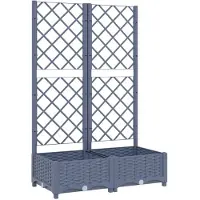 vidaXL Jardinière de jardin avec treillis Bleu Gris 80x40x121,5 cm PP