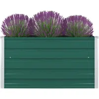 vidaXL Lit surélevé 100 x 100 x 45 cm Acier galvanisé Vert