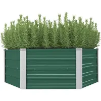 vidaXL Lit surélevé 129 x 129 x 46 cm Acier galvanisé Vert