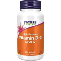 Now , Vitamine D-3, Haute Puissance, 1 000 UI, 180 Gélules Molles