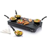 Domo Set mini woks, crêpière et gril 1000w noir - - DO8712W - gourmet-set