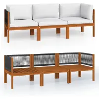 vidaXL Ensemble de jardin Lounge avec coussins en bois massif d'acacia Groupe de salle à manger d'extérieur