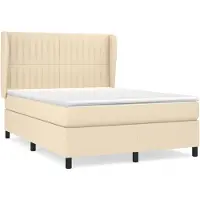 vidaXL Lit boxspring avec matelas Crème 140x190 cm Tissu