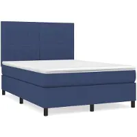 vidaXL Lit boxspring avec matelas bleu 140x200 cm Tissu