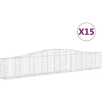 vidaXL Gabions avec arc surélevé 15 pcs. 400x30x60/80 cm Fer galvanisé