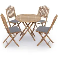 vidaXL Salon de jardin 5 pièces avec coussins Pliable Bambou