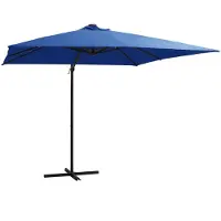 vidaXL -Parasol flottant avec LED et pôle en acier 250x250 cm bleu azur