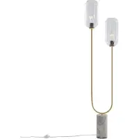 QAZQA Lampadaire Art Déco en laiton avec verre clair 2 lumières - Rid