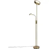 QAZQA Lampadaire bronze avec LED et variateur avec lampe de lecture - Kelso