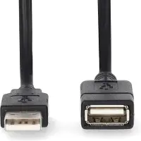 Nedis Câble USB | USB 2.0 | USB-A mâle | USB-A femelle | 480 Mbps | Nickelé | 2.00 m | Rond | PVC | Noir | Etiquette