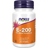 Now , E-200 avec Tocophérols Mixtes, 134 mg (200 UI), 100 Gélules Souples