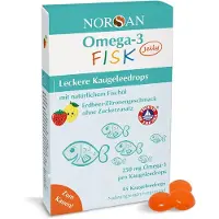 Norsan Omega-3 FISK Jelly - délicieuses gommes à mâcher au goût fraise-citron pour les enfants, 45 pièces.