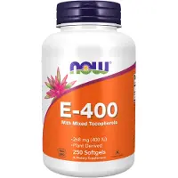 Now , E-400 avec Tocophérols Mixtes, 268 mg (400 UI), 250 Gélules Souples