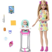 Barbie Skipper Sitter With Baby High Chair And Accessories Baby Doll Rose Enfants
