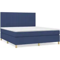 vidaXL Lit boxspring avec matelas bleu 160x200 cm Tissu