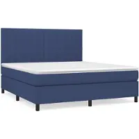 vidaXL Lit boxspring avec matelas bleu 160x200 cm Tissu