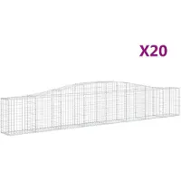 vidaXL Gabions avec arc surélevé 20 pcs. 400x30x60/80 cm Fer galvanisé