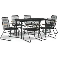 The Living Store 7-pièces salon de jardin noir rotin PVC